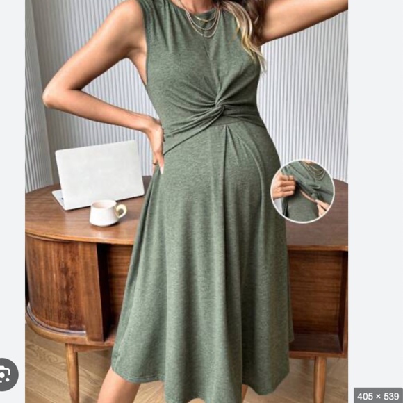 SHEIN Maternity (and Nursing) Round Neck Sleeveless Twist Knot Dress - size S - Picture 1 of 6